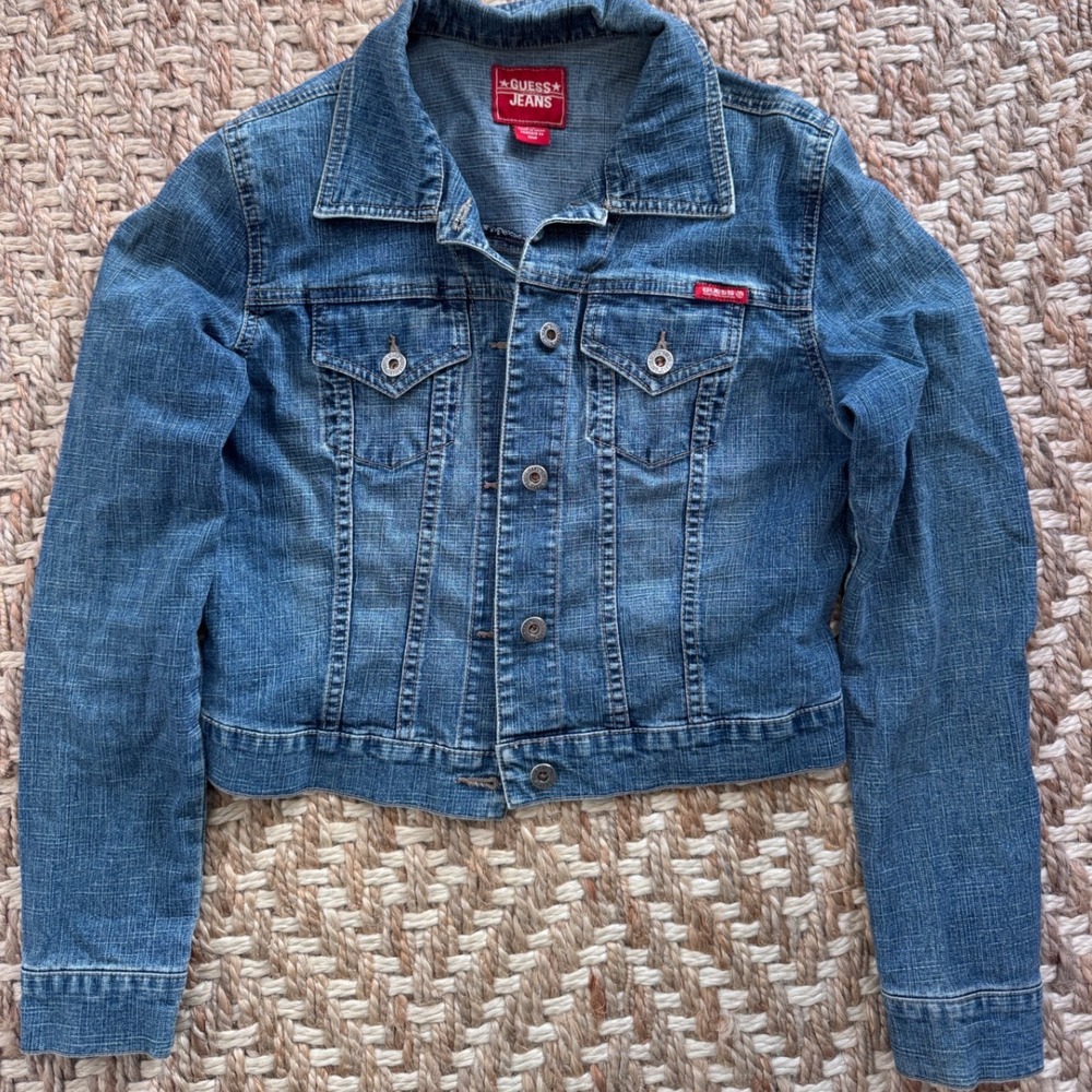 Guess Jeans Denim Jacket Women's Blue Classic Trucker y2k‎ Style S v2